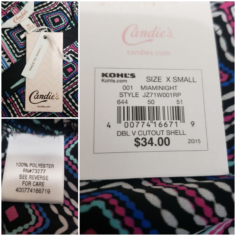 Candies Double V Cutout Shell Tank Sz XS N… - Picture 8 of 8